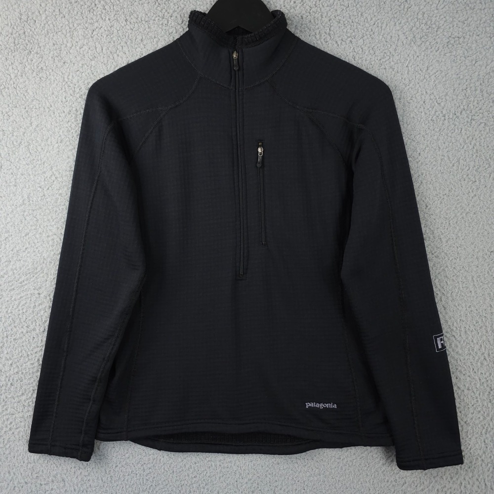 Vintage Patagonia Pullover Womens XS Black R1 Flash Waffle Knit 1/2 Zip Polartec